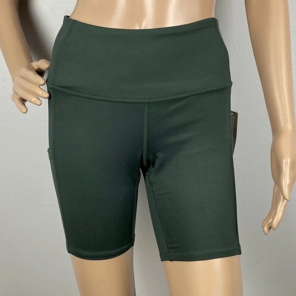 NEW Z BY ZELLA GREEN HIGH-WAISTED BIKER SHORTS